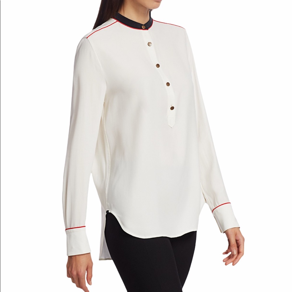 Rag & Bone Luca Silk Mandarin Collar Blouse S